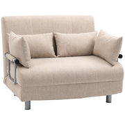 2-Seater Sofa Bed 3 in 1 Convertible into Reclining Armchair with Adjustable Backrest and 4 Upholstered Cushions, 102x82x81 cm, Beige