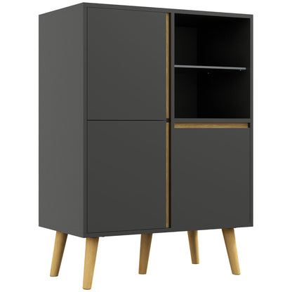 Storage Cabinet, Storage Wardrobe, Dresser, Modern Design, with Adjustable Shelves and Solid Wood Feet for Living Room, Bedroom, Kitchen 70 x 40 x 96.1 cm Dark Gray