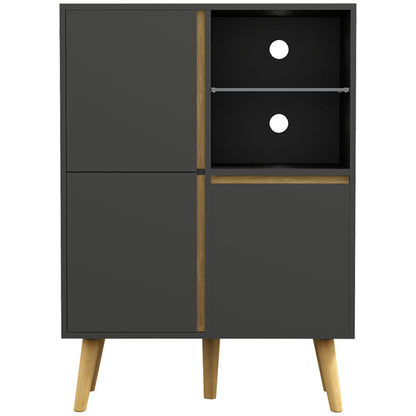 Storage Cabinet, Storage Wardrobe, Dresser, Modern Design, with Adjustable Shelves and Solid Wood Feet for Living Room, Bedroom, Kitchen 70 x 40 x 96.1 cm Dark Gray