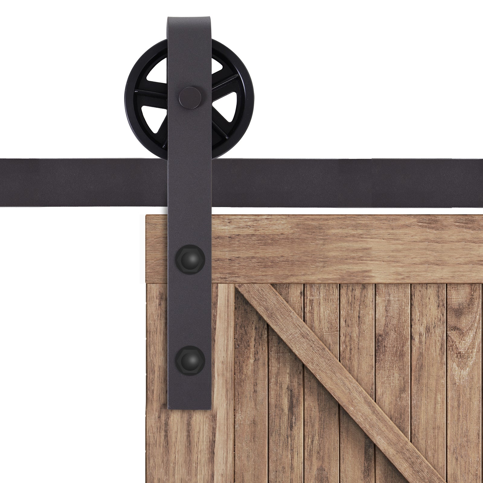 Sliding Door Hardware Kit 183 cm Complete Set with Floor Guide Rail for Sliding Door System Door Screw Set, for 1 Interior Doors, Room Door, Wooden Door