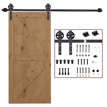 Sliding Door Hardware Kit 183 cm Complete Set with Floor Guide Rail for Sliding Door System Door Screw Set, for 1 Interior Doors, Room Door, Wooden Door