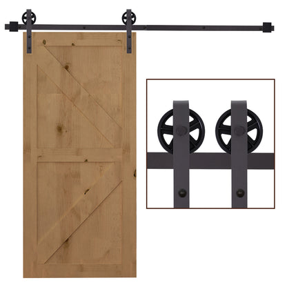 Sliding Door Hardware Kit 183 cm Complete Set with Floor Guide Rail for Sliding Door System Door Screw Set, for 1 Interior Doors, Room Door, Wooden Door