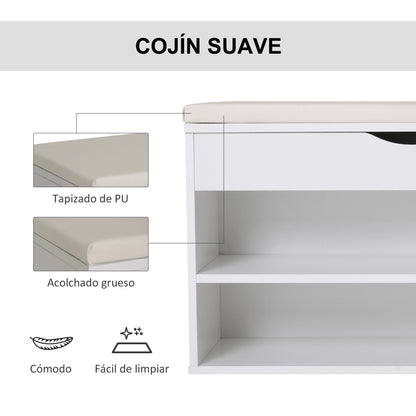 Shoe Bench with Seat Entryway Shoe Storage Modern Hallway Bench with Drawer Open Shelves and 1 Cushion for Corridor 80x30x47cm