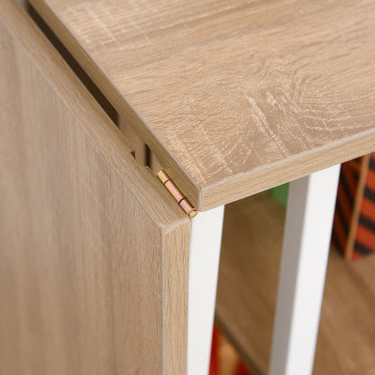 Folding Desk Side Table Office Desk Mobile Computer Desk with Wheels MDF Natural 107 x 55 x 76 cm