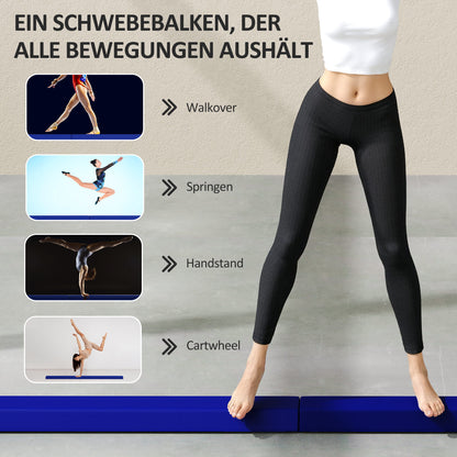 SPORTNOW 236 cm Folding Balance Beam, Portable Gymnastics Beam, Non-slip Balance Beam for Kids from 3 Years, Indoor & Outdoor, Blue