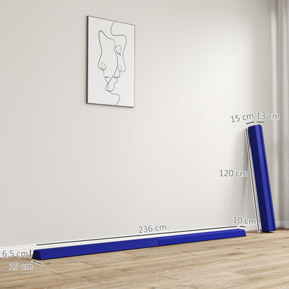 SPORTNOW 236 cm Folding Balance Beam, Portable Gymnastics Beam, Non-slip Balance Beam for Kids from 3 Years, Indoor & Outdoor, Blue