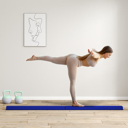 SPORTNOW 236 cm Folding Balance Beam, Portable Gymnastics Beam, Non-slip Balance Beam for Kids from 3 Years, Indoor & Outdoor, Blue