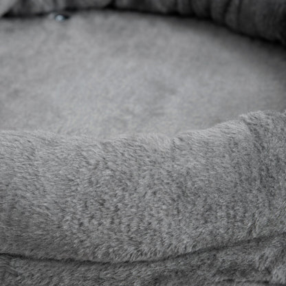 Cat Tree 73.5H cm Cat Scratching Post with Cat Cave and Play Ball Climbing Tree Sisal Pole Cat Toy Plush Gray + Cream White