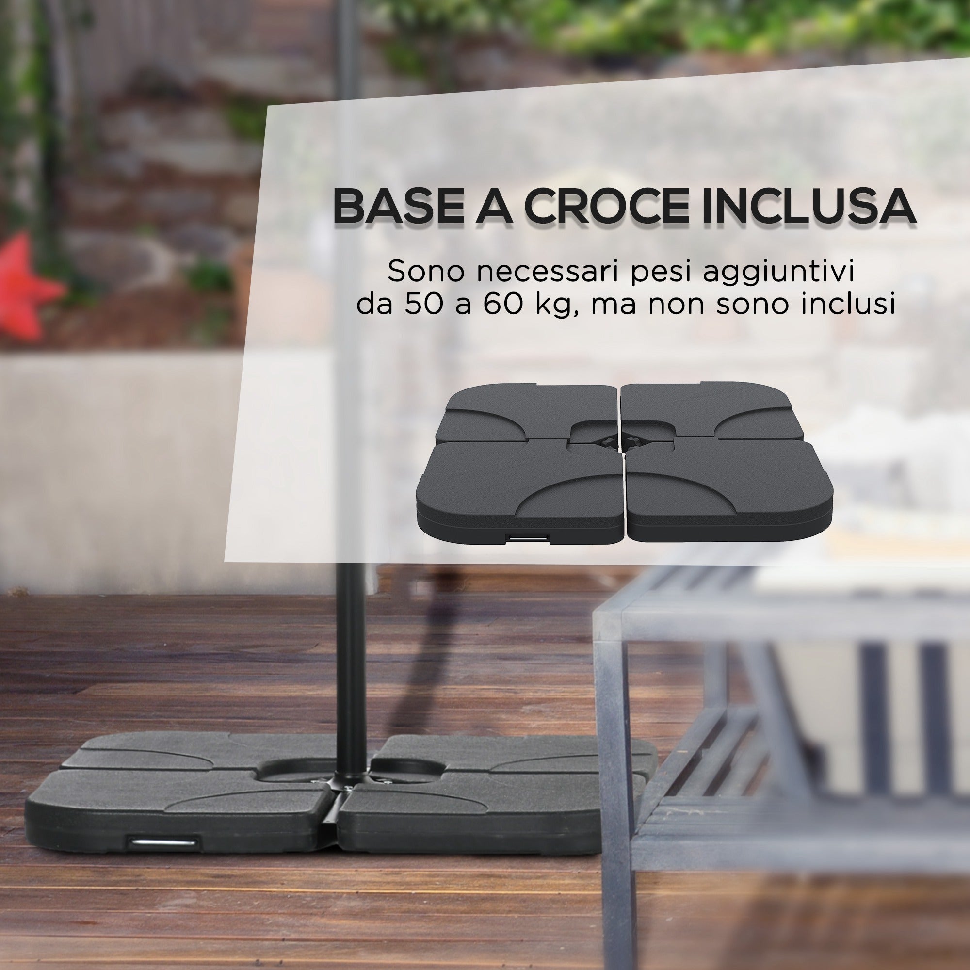 8-Rib Offset Umbrella with Side Crank and Cross Base, Steel and Polyester Garden Umbrella, Ø295x260 cm, Dark Blue