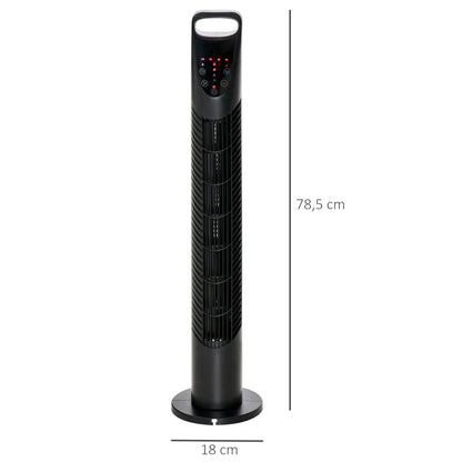 Tower Fan Quiet with Remote Control, 78.5 cm Pedestal Fan Fan with 70° Oscillation, 3 Ventilation Levels, 7.5H Timer, for Bedroom, Black