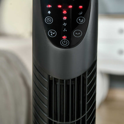 Tower Fan Quiet with Remote Control, 78.5 cm Pedestal Fan Fan with 70° Oscillation, 3 Ventilation Levels, 7.5H Timer, for Bedroom, Black