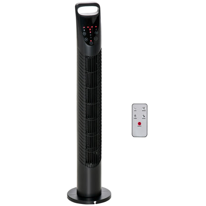 Tower Fan Quiet with Remote Control, 78.5 cm Pedestal Fan Fan with 70° Oscillation, 3 Ventilation Levels, 7.5H Timer, for Bedroom, Black