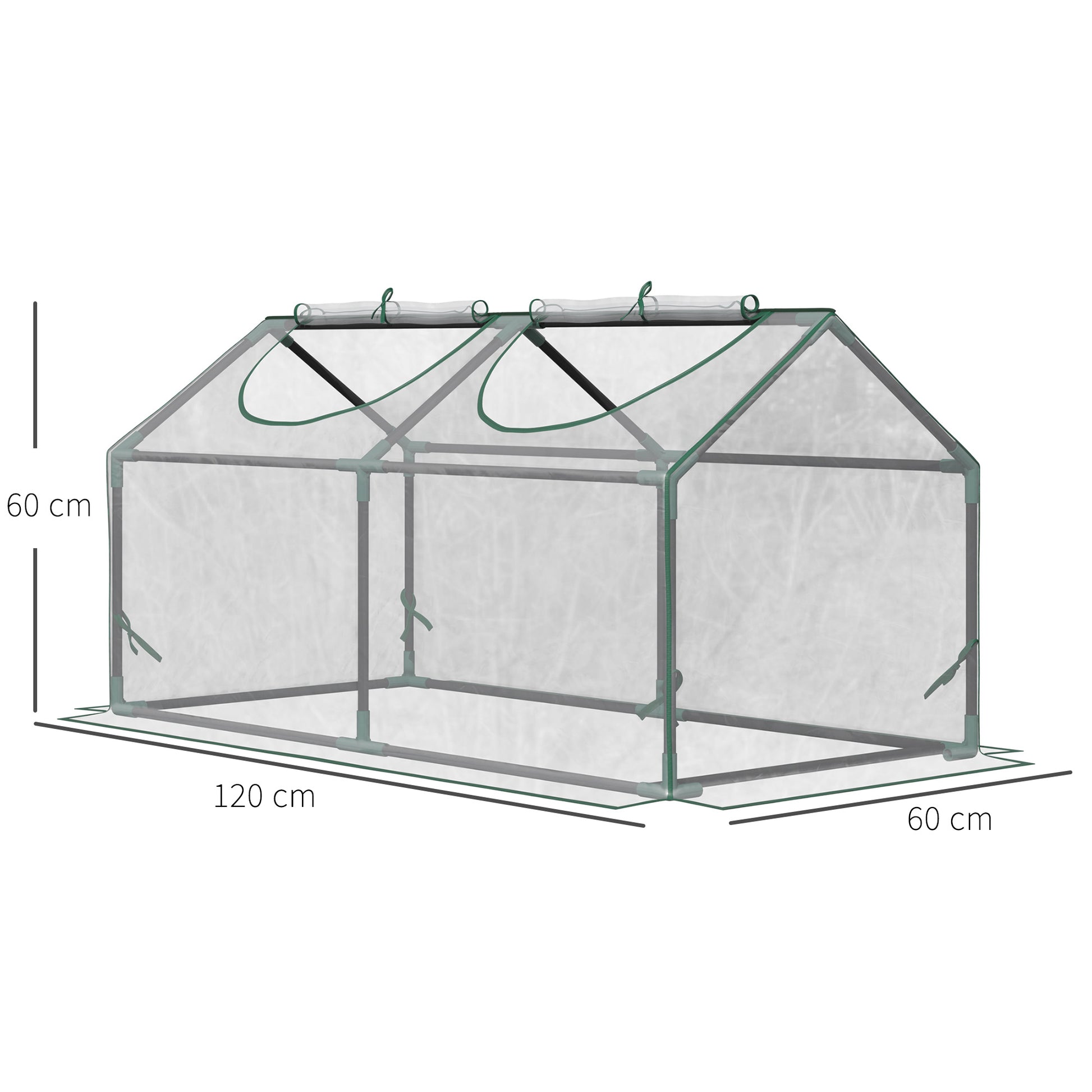 Greenhouse with Window, PE Grid Film, Steel Frame Greenhouse for Balcony, Garden, Tomato House 120x60x60cm, Tomato Greenhouse for Vegetables, Flowers, Plants, Transparent
