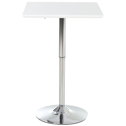 Bar Table Bistro Pub Height Adjustable Square Bar Table Steel White 60 x 60 x 69-92 cm