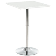 Bar Table Bistro Pub Height Adjustable Square Bar Table Steel White 60 x 60 x 69-92 cm