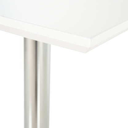 Bar Table Bistro Pub Height Adjustable Square Bar Table Steel White 60 x 60 x 69-92 cm