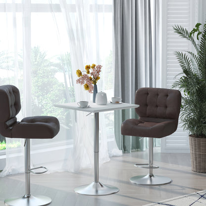 Bar Table Bistro Pub Height Adjustable Square Bar Table Steel White 60 x 60 x 69-92 cm