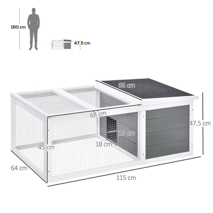 Rabbit Hutch Waterproof Large Space Solid Wood Gray 115x66x47.5 cm