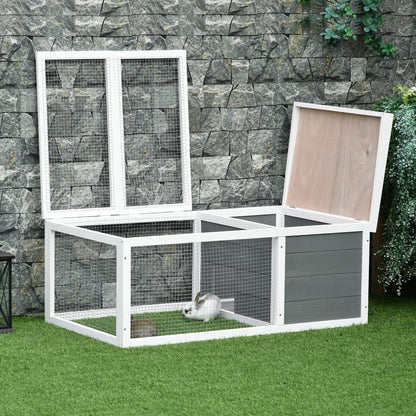 Rabbit Hutch Waterproof Large Space Solid Wood Gray 115x66x47.5 cm