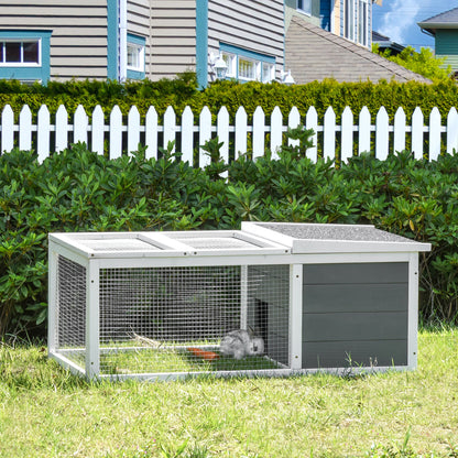 Rabbit Hutch Waterproof Large Space Solid Wood Gray 115x66x47.5 cm