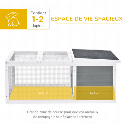 Rabbit Hutch Waterproof Large Space Solid Wood Gray 115x66x47.5 cm