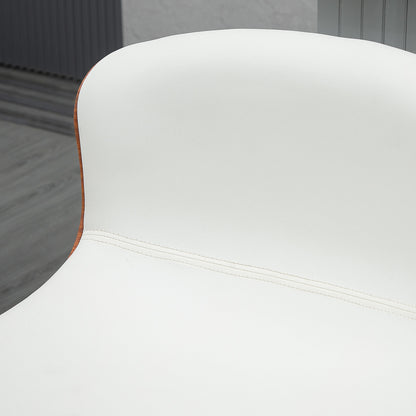 Set of 2 Contemporary Design Bar Stools Adjustable Seat Height 64-85 cm Swivel 360° Synthetic Cover Cream Imitation Wood