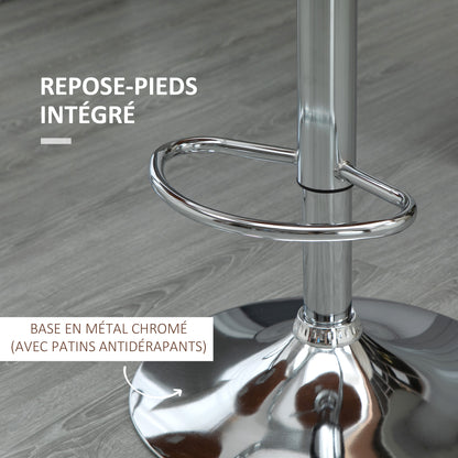 Set of 2 Contemporary Design Bar Stools Adjustable Seat Height 64-85 cm Swivel 360° Synthetic Cover Cream Imitation Wood