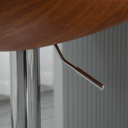 Set of 2 Contemporary Design Bar Stools Adjustable Seat Height 64-85 cm Swivel 360° Synthetic Cover Cream Imitation Wood