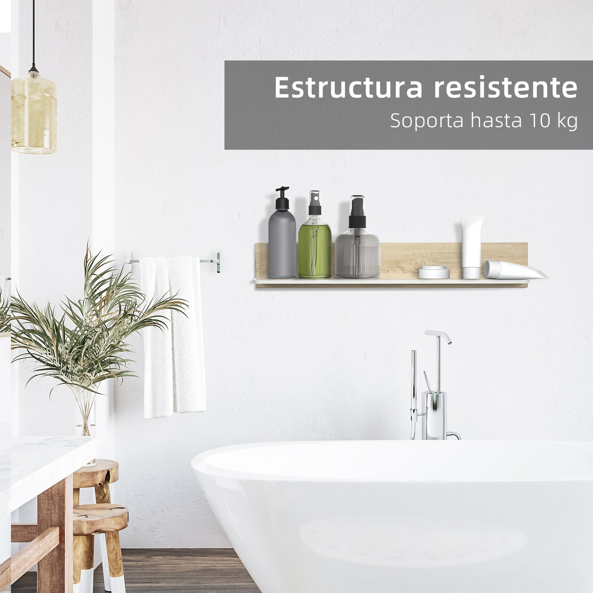 Floating Shelf Wall Mounted Wooden Wall Shelf for Living Room Bedroom Hallway Kitchen Bathroom 120x15x20 cm Oak and White