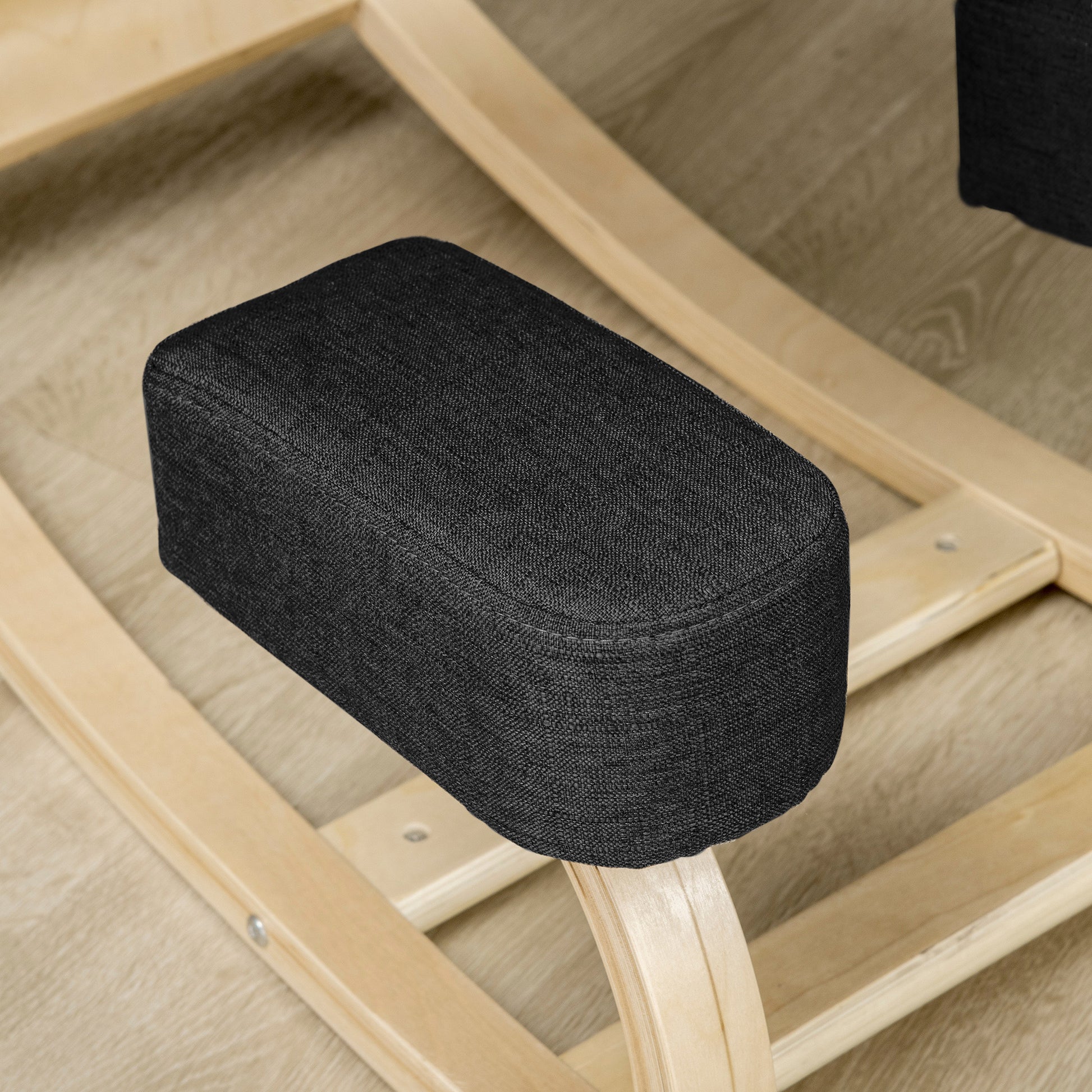 Ergonomic Kneeling Chair with Birch Wood Frame, Foam and Polyester Cushion for Home and Office, Black