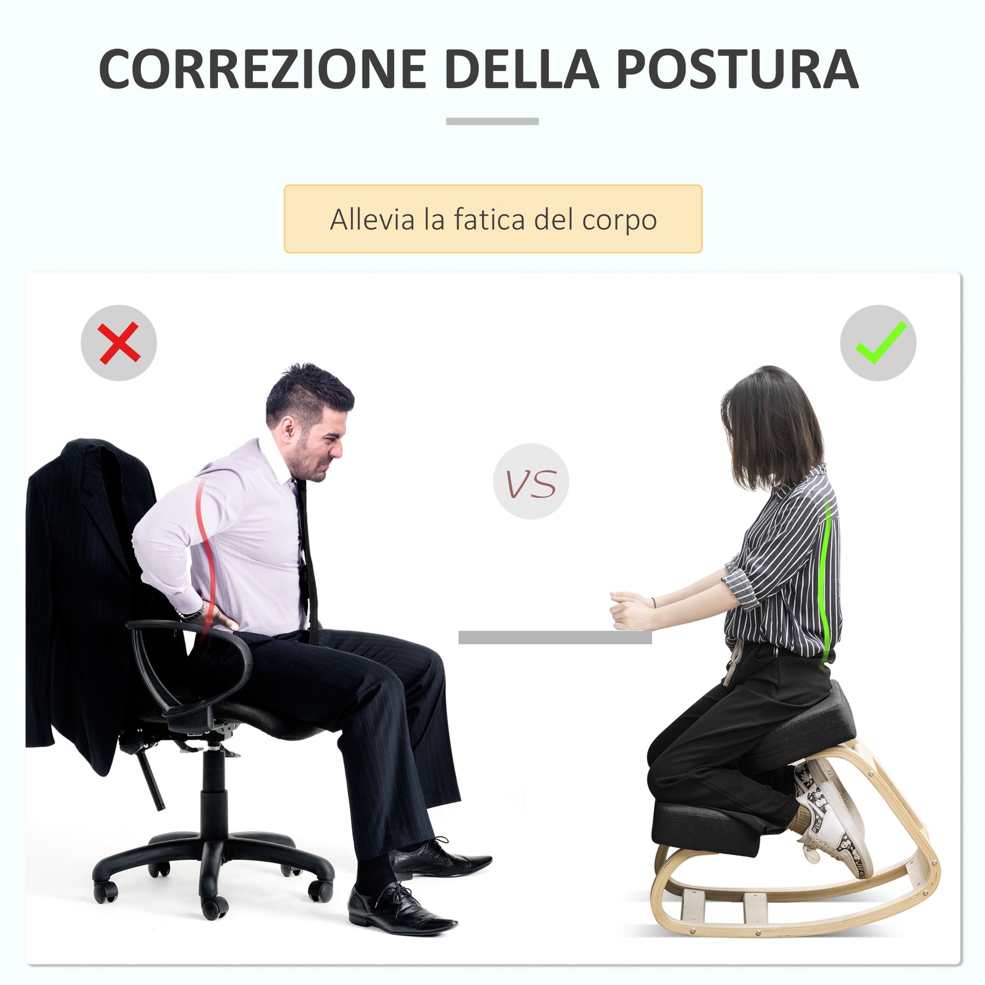 Ergonomic Kneeling Chair with Birch Wood Frame, Foam and Polyester Cushion for Home and Office, Black