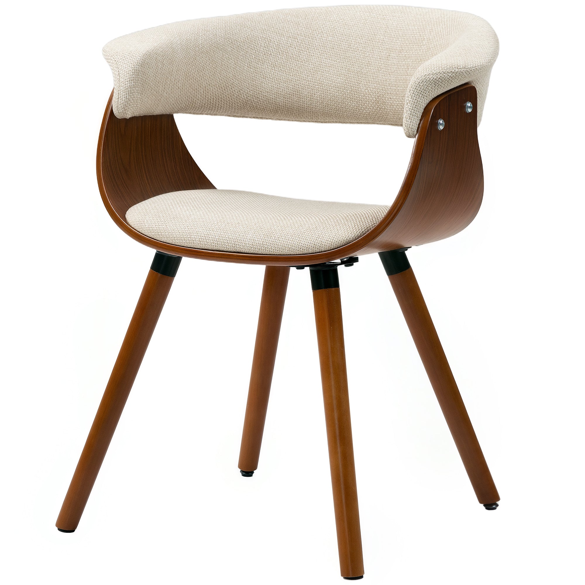 Dining Chair Kitchen Chair with Backrest, Linen Look, Upholstered Armchair with Wood Legs for Dining Table, Beige