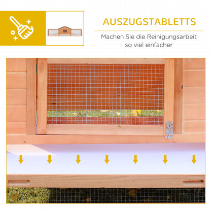 Small Animal Hutch Rabbit Hutch with 2 Enclosures 2 Ramps Small Animal House Small Animal Cage Weatherproof Pine Wood Natural+Green XXL 310 cm