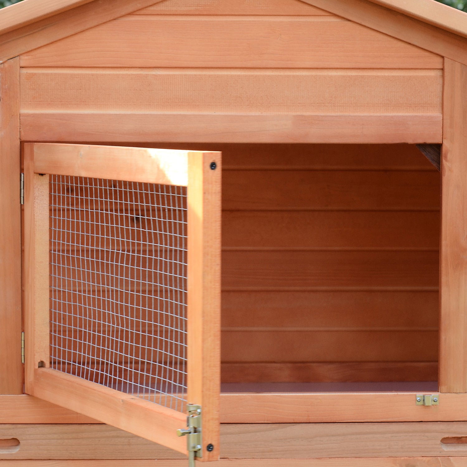 Small Animal Hutch Rabbit Hutch with 2 Enclosures 2 Ramps Small Animal House Small Animal Cage Weatherproof Pine Wood Natural+Green XXL 310 cm