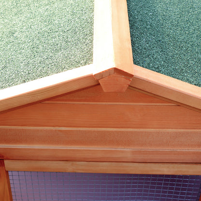 Small Animal Hutch Rabbit Hutch with 2 Enclosures 2 Ramps Small Animal House Small Animal Cage Weatherproof Pine Wood Natural+Green XXL 310 cm