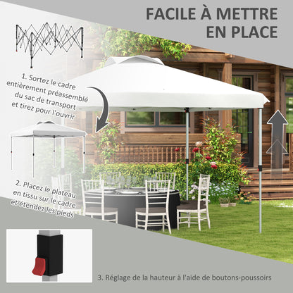 Pop-Up Folding Garden Gazebo Pavilion 3 x 3m with Wheeled Carry Bag, Adjustable Heights