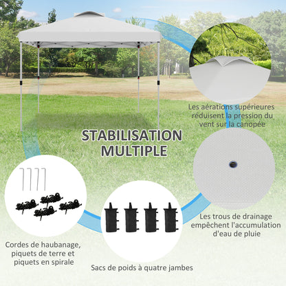 Pop-Up Folding Garden Gazebo Pavilion 3 x 3m with Wheeled Carry Bag, Adjustable Heights