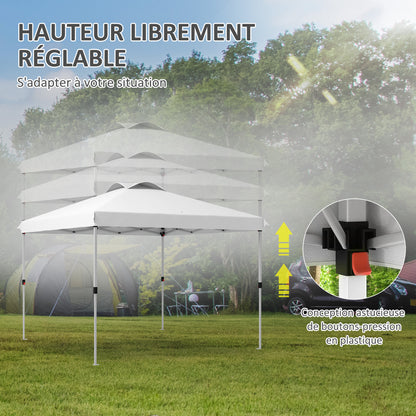 Pop-Up Folding Garden Gazebo Pavilion 3 x 3m with Wheeled Carry Bag, Adjustable Heights