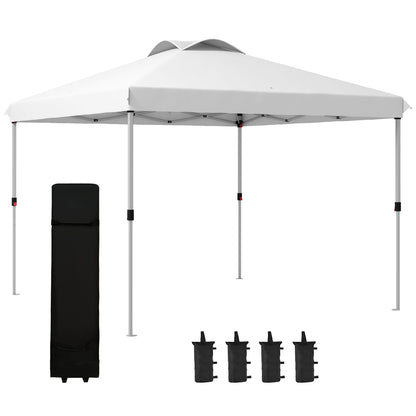 Pop-Up Folding Garden Gazebo Pavilion 3 x 3m with Wheeled Carry Bag, Adjustable Heights