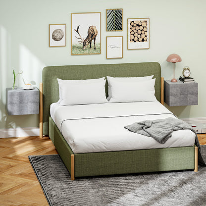 Set of 2 Wall-Mounted Nightstands with 2 Drawers, Bedroom Nightstands, Space-Saving Side Tables for Living Room, 40x29x30 cm, Gray Cement