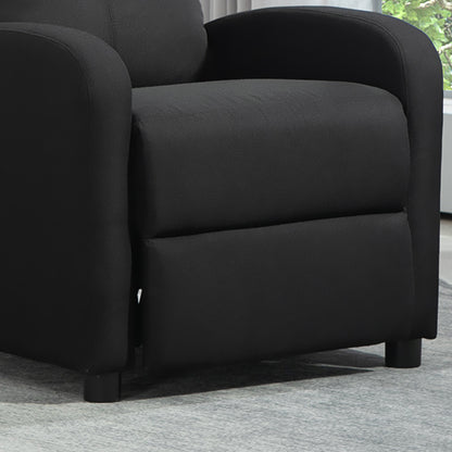 Upholstered Recliner Armchair with 135° Reclining Backrest and Retractable Footrest, in Black Linen, 69x87x100.5cm