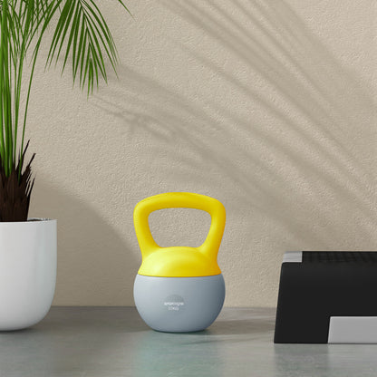 SPORTNOW 10kg Kettlebell Dumbbell with Non-Slip Handle for Fitness Muscle Cardio, Gray and Yellow