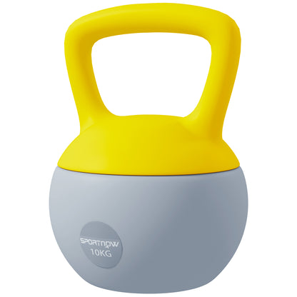 SPORTNOW 10kg Kettlebell Dumbbell with Non-Slip Handle for Fitness Muscle Cardio, Gray and Yellow