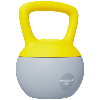SPORTNOW 10kg Kettlebell Dumbbell with Non-Slip Handle for Fitness Muscle Cardio, Gray and Yellow