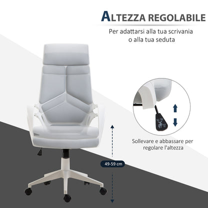 Office Chair with Rocking Function, Executive Swivel Fabric Armchair, 63x63x117-127 cm, Gray