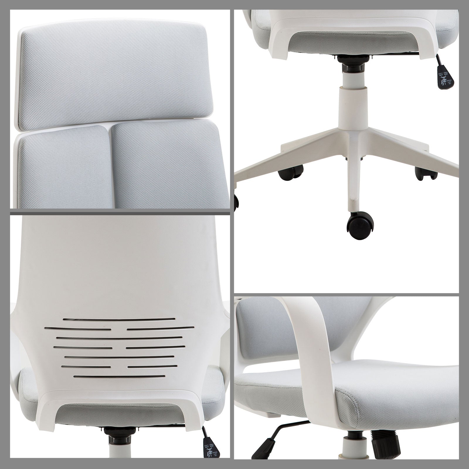 Office Chair with Rocking Function, Executive Swivel Fabric Armchair, 63x63x117-127 cm, Gray