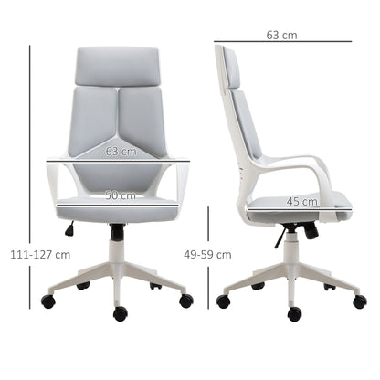 Office Chair with Rocking Function, Executive Swivel Fabric Armchair, 63x63x117-127 cm, Gray