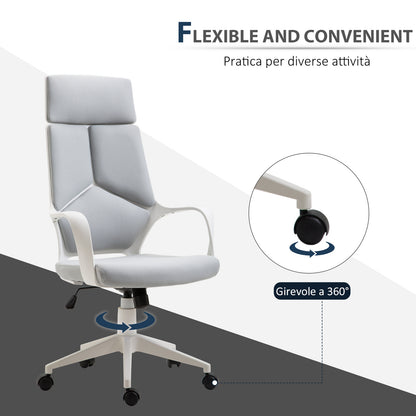Office Chair with Rocking Function, Executive Swivel Fabric Armchair, 63x63x117-127 cm, Gray