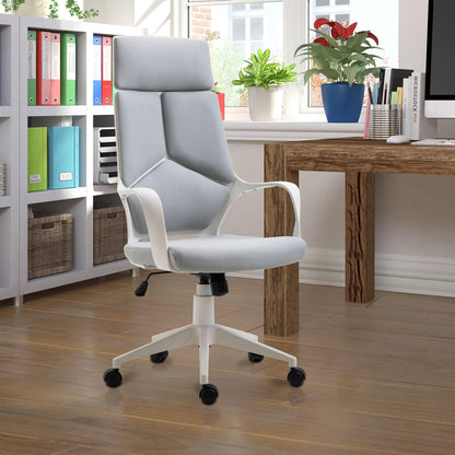 Office Chair with Rocking Function, Executive Swivel Fabric Armchair, 63x63x117-127 cm, Gray