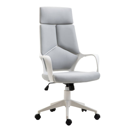 Office Chair with Rocking Function, Executive Swivel Fabric Armchair, 63x63x117-127 cm, Gray